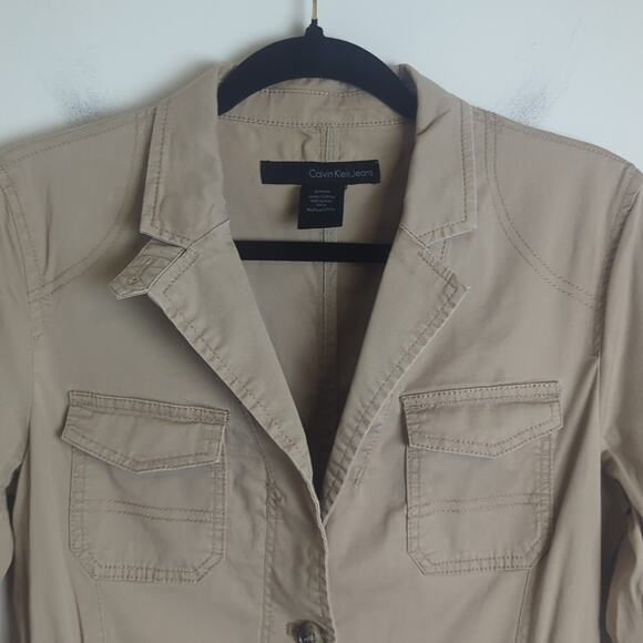 Gorpcore Utility Khaki Cargo Mid Trench Style Jacket Women's Size Small - Picture 2 of 12